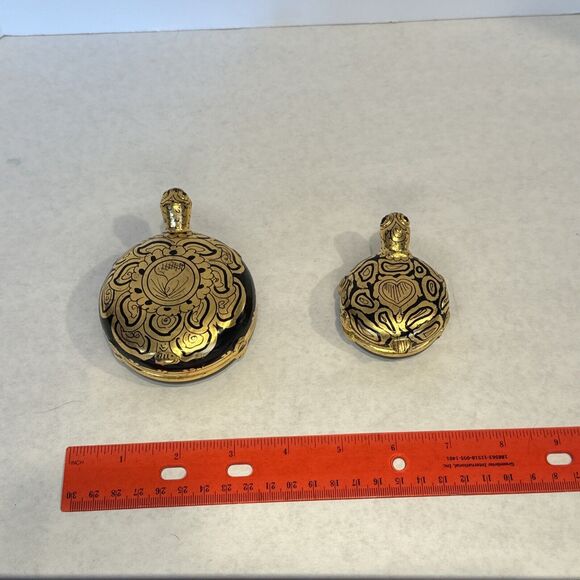 Other - Burmese Shwe Zawa 2 Turtle Lacquerware Trinket Box Container Black Gold Wood